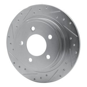Chrysler Pacifica Brake Rotor (1) - Rear Left - R1 Concepts - Drilled & Slotted - Silver - `04-`08